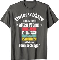 Herren Herren Tennis Tennisschläger Tennisball Pensionär Rentner T-Shirt