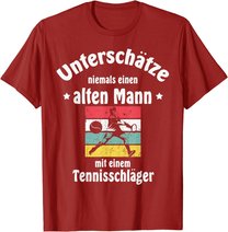 Herren Herren Tennis Tennisschläger Tennisball Pensionär Rentner T-Shirt
