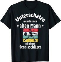 Herren Herren Tennis Tennisschläger Tennisball Pensionär Rentner T-Shirt