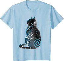 Katze Fantasy Nacht Mond T-Shirt