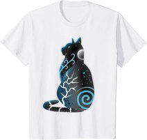 Katze Fantasy Nacht Mond T-Shirt