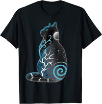 Katze Fantasy Nacht Mond T-Shirt