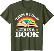 Reading Vintage Retro Rainbow - Take A Look It's In A Book T-Shirt
