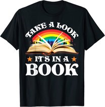 Reading Vintage Retro Rainbow - Take A Look It's In A Book T-Shirt