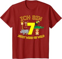 Kinder Zoo 7.Geburtstag Kind 7 Jahre Junge Mädchen Tiere Geschenk T-Shirt