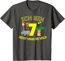 Kinder Zoo 7.Geburtstag Kind 7 Jahre Junge Mädchen Tiere Geschenk T-Shirt