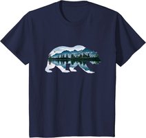 Bär Grizzly Braunbär Tiermotiv Wildnis Wald Winter Geschenk T-Shirt