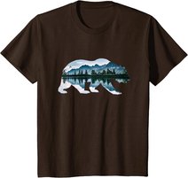 Bär Grizzly Braunbär Tiermotiv Wildnis Wald Winter Geschenk T-Shirt