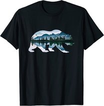 Bär Grizzly Braunbär Tiermotiv Wildnis Wald Winter Geschenk T-Shirt