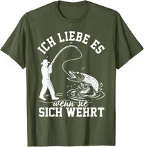Herren Raubfisch angeln Hecht Lustiger Angler Spruch T-Shirt