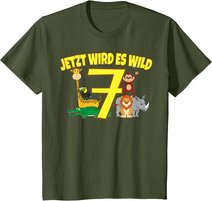 Kinder Zoo 7.Geburtstag Kind 7 Jahre Junge Mädchen Safari Geschenk T-Shirt