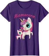 Damen Mamacorn Damen Anime Cartoon Mutter & Tochter Einhorn T-Shirt