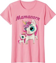 Damen Mamacorn Damen Anime Cartoon Mutter & Tochter Einhorn T-Shirt