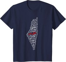 Palästina Karte Städte Dörfer Palästinensische Kalligraphie T-Shirt