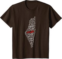 Palästina Karte Städte Dörfer Palästinensische Kalligraphie T-Shirt