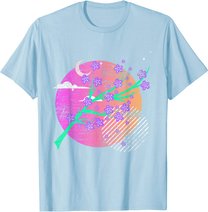 Synthwave Sakura Vaporwave Japan Kirschblüten T-Shirt