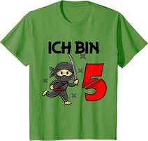 Kinder 5. Geburtstag Junge Mädchen Ninja Samurai 5 Jahre Geschenk T-Shirt