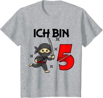 Kinder 5. Geburtstag Junge Mädchen Ninja Samurai 5 Jahre Geschenk T-Shirt