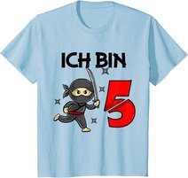 Kinder 5. Geburtstag Junge Mädchen Ninja Samurai 5 Jahre Geschenk T-Shirt