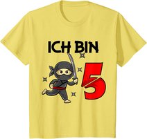 Kinder 5. Geburtstag Junge Mädchen Ninja Samurai 5 Jahre Geschenk T-Shirt