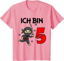 Kinder 5. Geburtstag Junge Mädchen Ninja Samurai 5 Jahre Geschenk T-Shirt