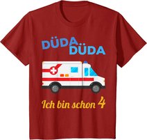 Kinder 4. Geburtstag 4-jähriger Junge 4 Jahre Krankenwagen Geschenk T-Shirt