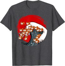 Kanagawa Große Welle Japanische Kunst Hundeliebhaber Akita T-Shirt