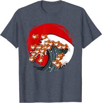 Kanagawa Große Welle Japanische Kunst Hundeliebhaber Akita T-Shirt