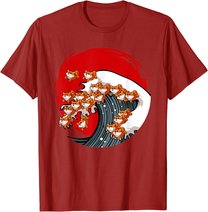 Kanagawa Große Welle Japanische Kunst Hundeliebhaber Akita T-Shirt