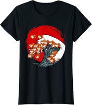 Kanagawa Große Welle Japanische Kunst Hundeliebhaber Akita T-Shirt