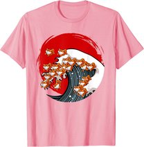 Kanagawa Große Welle Japanische Kunst Hundeliebhaber Akita T-Shirt