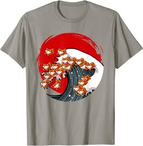 Kanagawa Große Welle Japanische Kunst Hundeliebhaber Akita T-Shirt