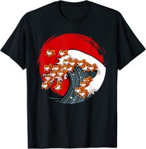 Kanagawa Große Welle Japanische Kunst Hundeliebhaber Akita T-Shirt