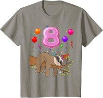 8 Jahre Alte Geschenke 8. Geburtstag Mädchen Party Süßes Faultier Liebhaber T-Shirt
