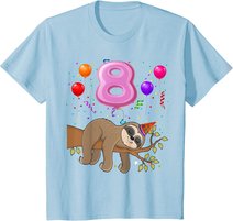 8 Jahre Alte Geschenke 8. Geburtstag Mädchen Party Süßes Faultier Liebhaber T-Shirt