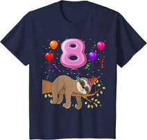 8 Jahre Alte Geschenke 8. Geburtstag Mädchen Party Süßes Faultier Liebhaber T-Shirt