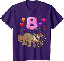 8 Jahre Alte Geschenke 8. Geburtstag Mädchen Party Süßes Faultier Liebhaber T-Shirt