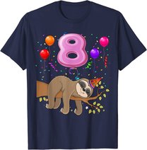 8 Jahre Alte Geschenke 8. Geburtstag Mädchen Party Süßes Faultier Liebhaber T-Shirt