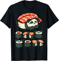 Panda Sushi Kawaii Süß Japanisches Gericht Tier Liebhaber T-Shirt