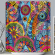 Arabic Round Colorful Ornament Kaleidoscope Flower Shower Curtain