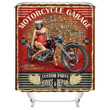 Vintage Motorcycle Poster Shower Curtain Two Wheels Forever