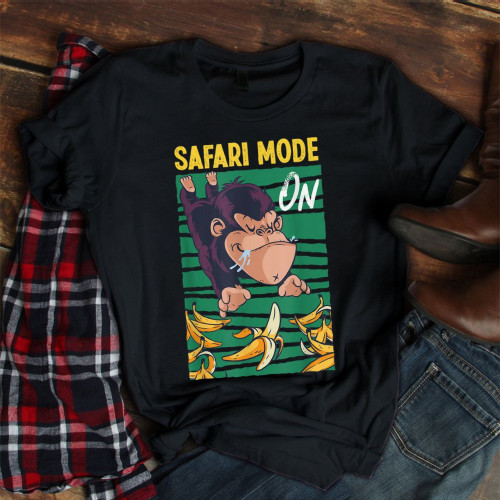 Safari mode on monkey with bananas T-shirt