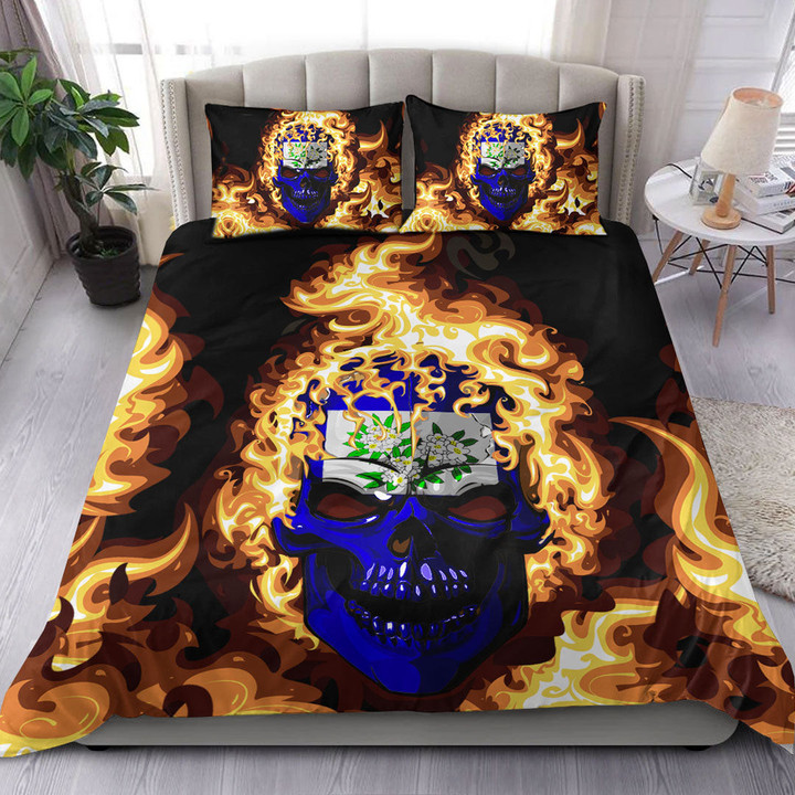 Duvet Covers - Quilt Of West Virginia 1905 1907 Flaming Skull Bedding Set A7
