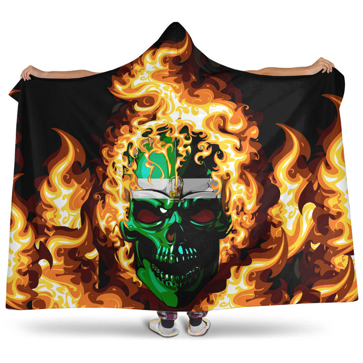 Hooded Blanket - Andalucia Flaming Skull Hooded Blanket A7