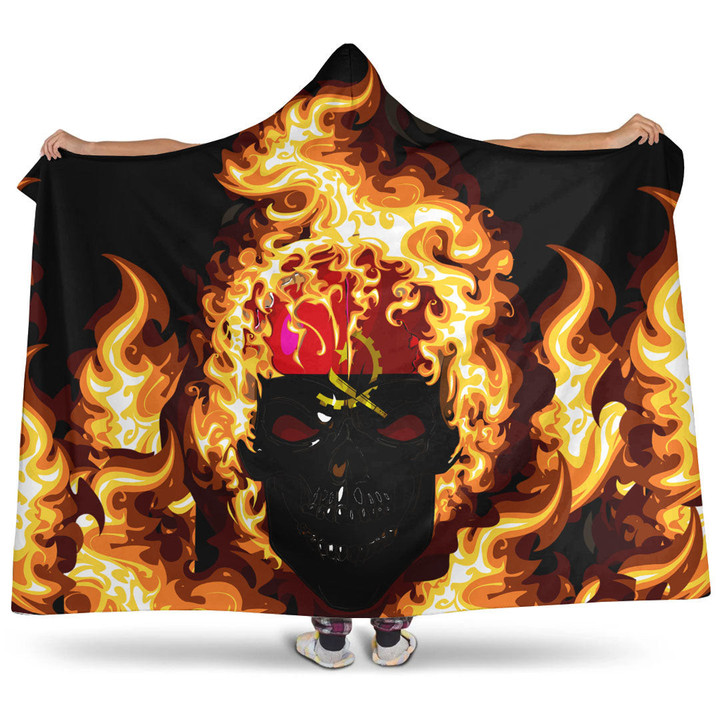 Hooded Blanket - Angola Flaming Skull Hooded Blanket A7