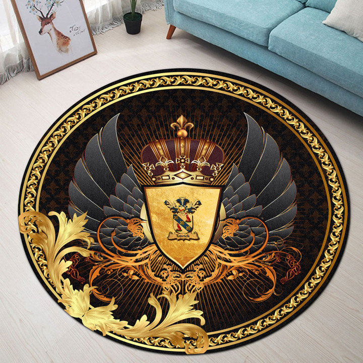 Round Carpet - Todrick Family Crest Round Carpet - Ornamental Heraldic Shield A7
