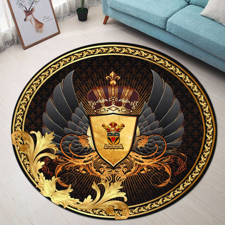 Round Carpet - MacLennan Family Crest Round Carpet - Ornamental Heraldic Shield A7
