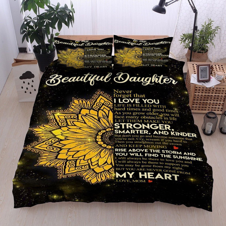 Sunflower Mandala To My Beautiful Daughter Love Mom Bedding Set IYYD