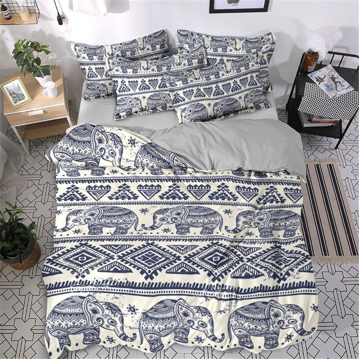 Elephant Cotton Bed Sheets Spread Comforter Duvet Cover Bedding Set IYA