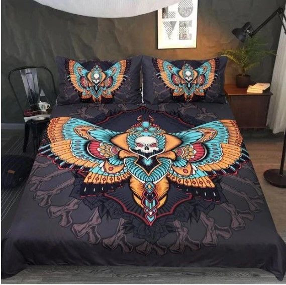 Colorful Moth Skull Butterfly CLA1210149B Bedding Sets